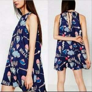 Zara emoji snapchat print dress loose fit XL
